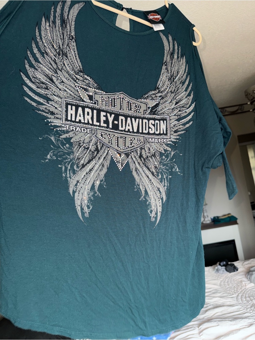 Harley-Davidson Teal Short Sleeve Tee with Winged Logo